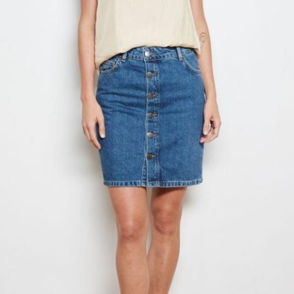 Just Female Pauline Button Up Denim Skirt Small